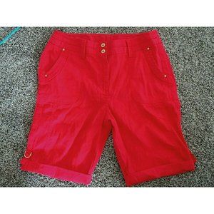 Women's Red Chico's Bermuda Shorts Size 0.5 Linen